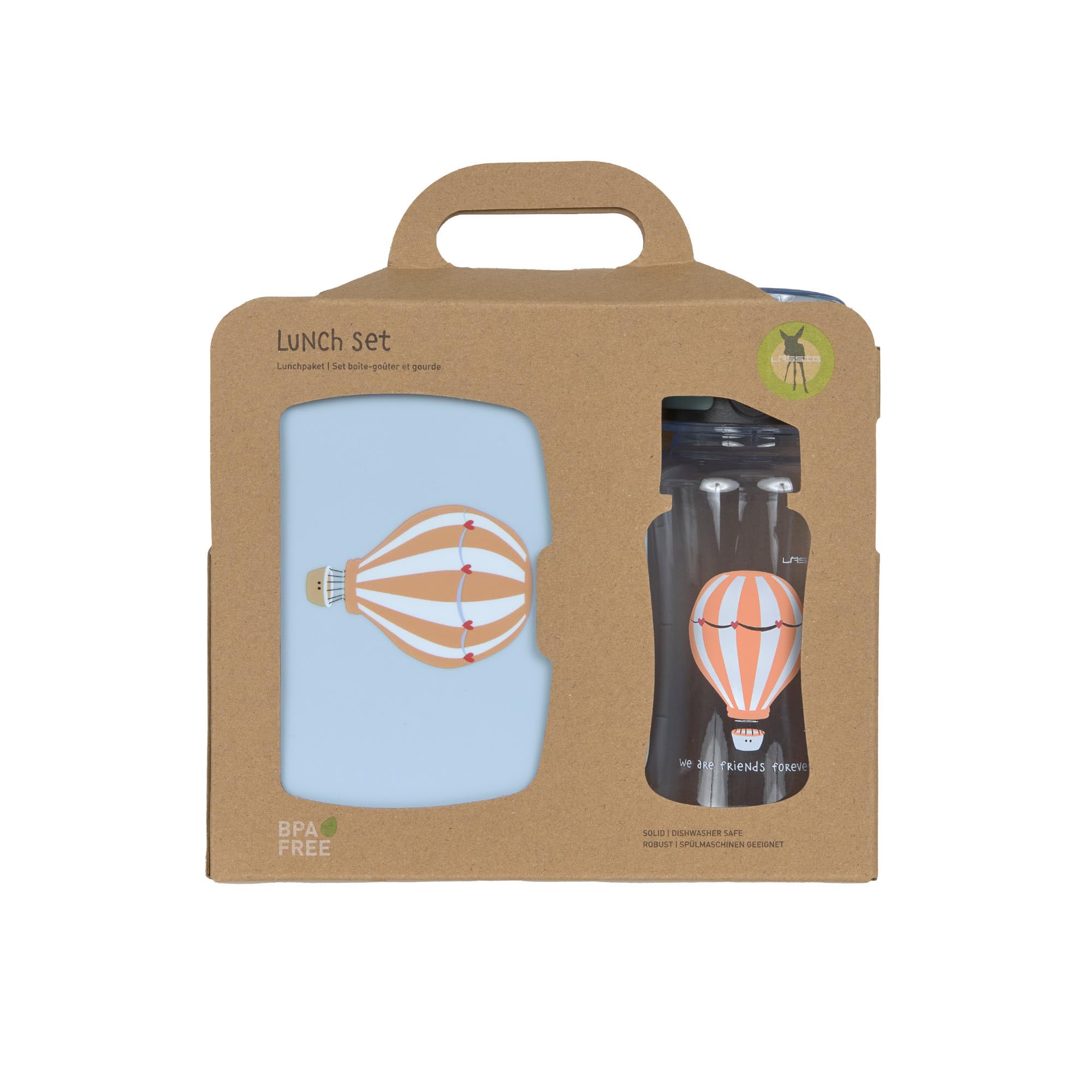 Lässig Set boîte à pain & gourde - Set déjeuner avec boîte à lunch et gourde (460 ml)/Tiny Drivers Balloon