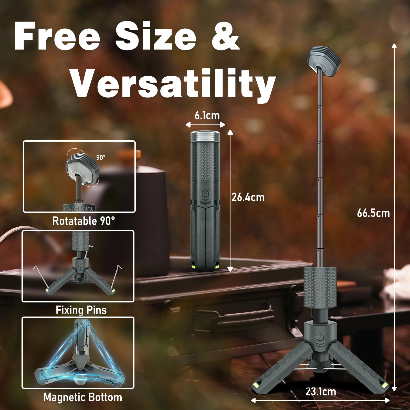IPX7/IPX5 LED Outdoor Campinglampe Aufladbar, Maximal 35 Stunden Laufzeitc, 10500mAh Einziehbare Campinglicht mit Farbtemperatur Einstellbar, Taschenlampe für Camping Wandern Angeln Notfall