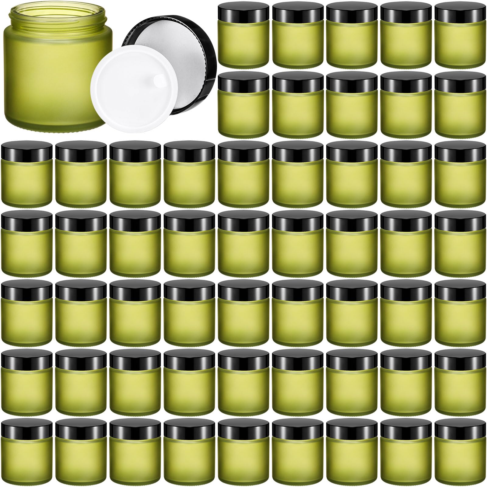 Norme 64 Pcs 4 oz Glass Jars with Lids Cosmetic Jars, Pea Green