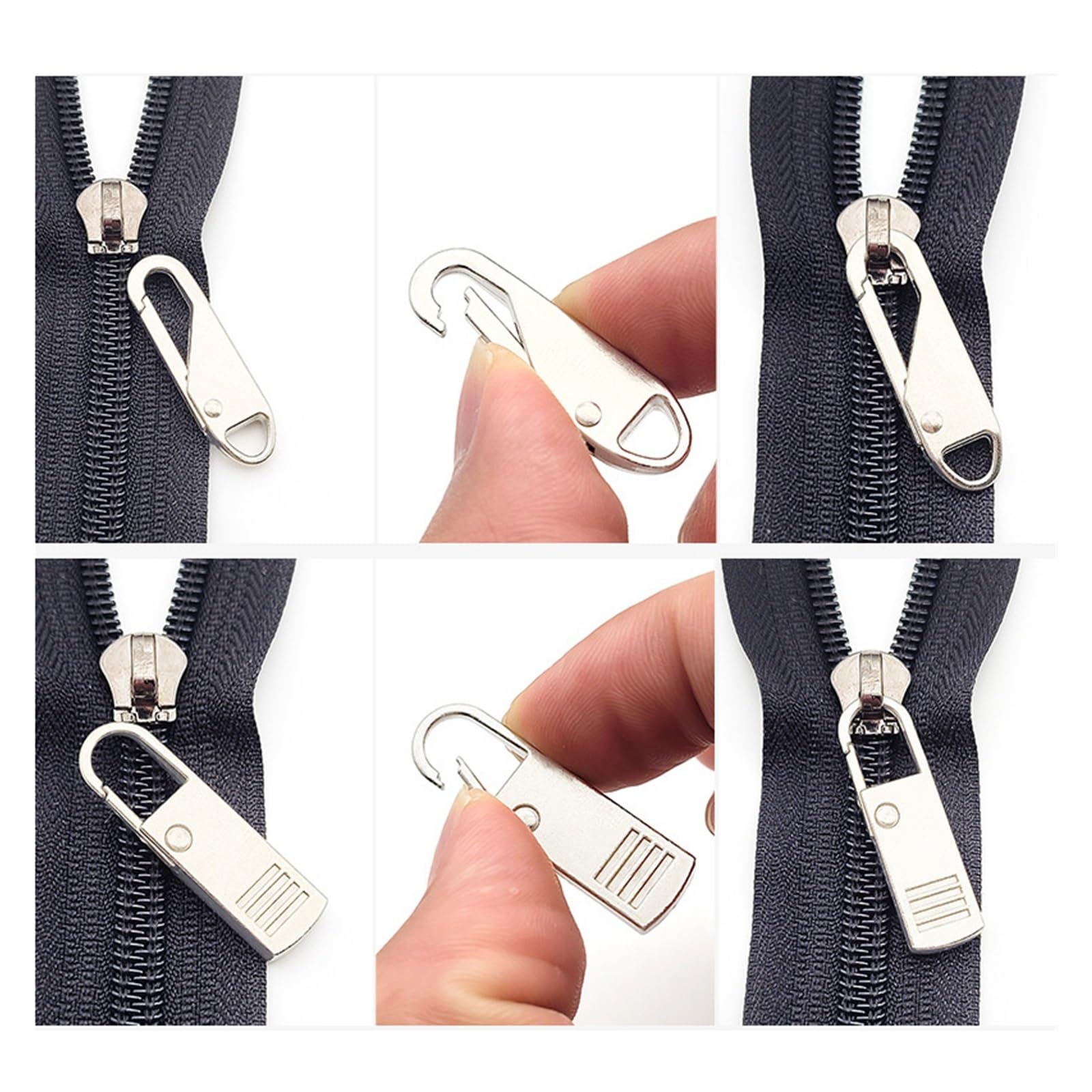 Recambios para tiradores de cremallera, Kit de repuesto tiradores cremallera for bolsos y ropa, paquete 5, 37x11 mm(Style D)