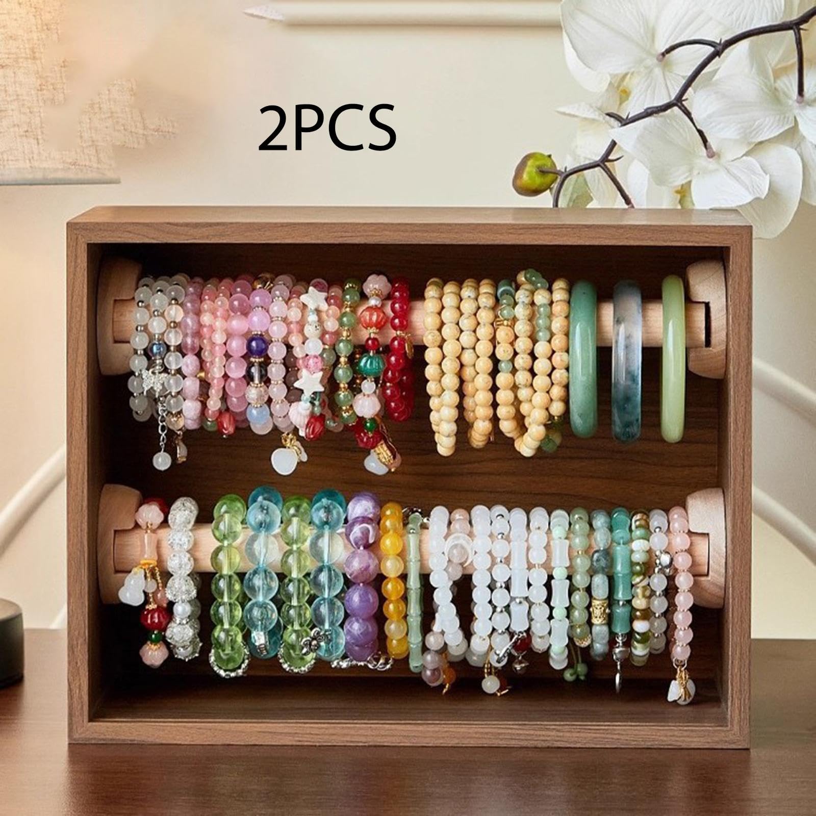 Soporte de Exhibición Y Almacenamiento para Pulseras, Organizador de Dos Niveles para Relojes Y Collares, Fabricado en Acrílico con Tapa Extraíble, ID, 2 Piezas, Individual