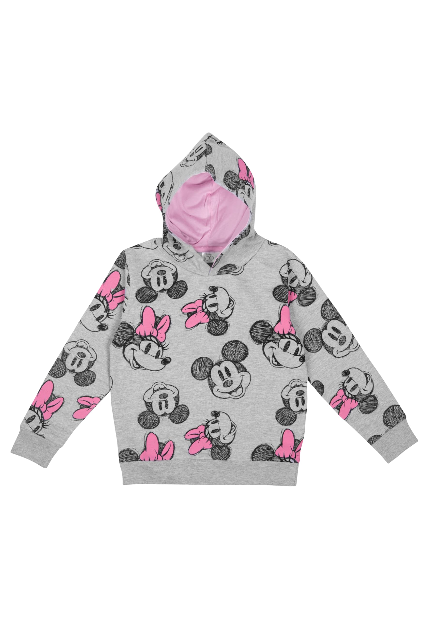Disney Minnie Mouse bluza z kapturem dla dziewczynek - dziecięca bluza z kapturem bluza z kapturem szara/różowa