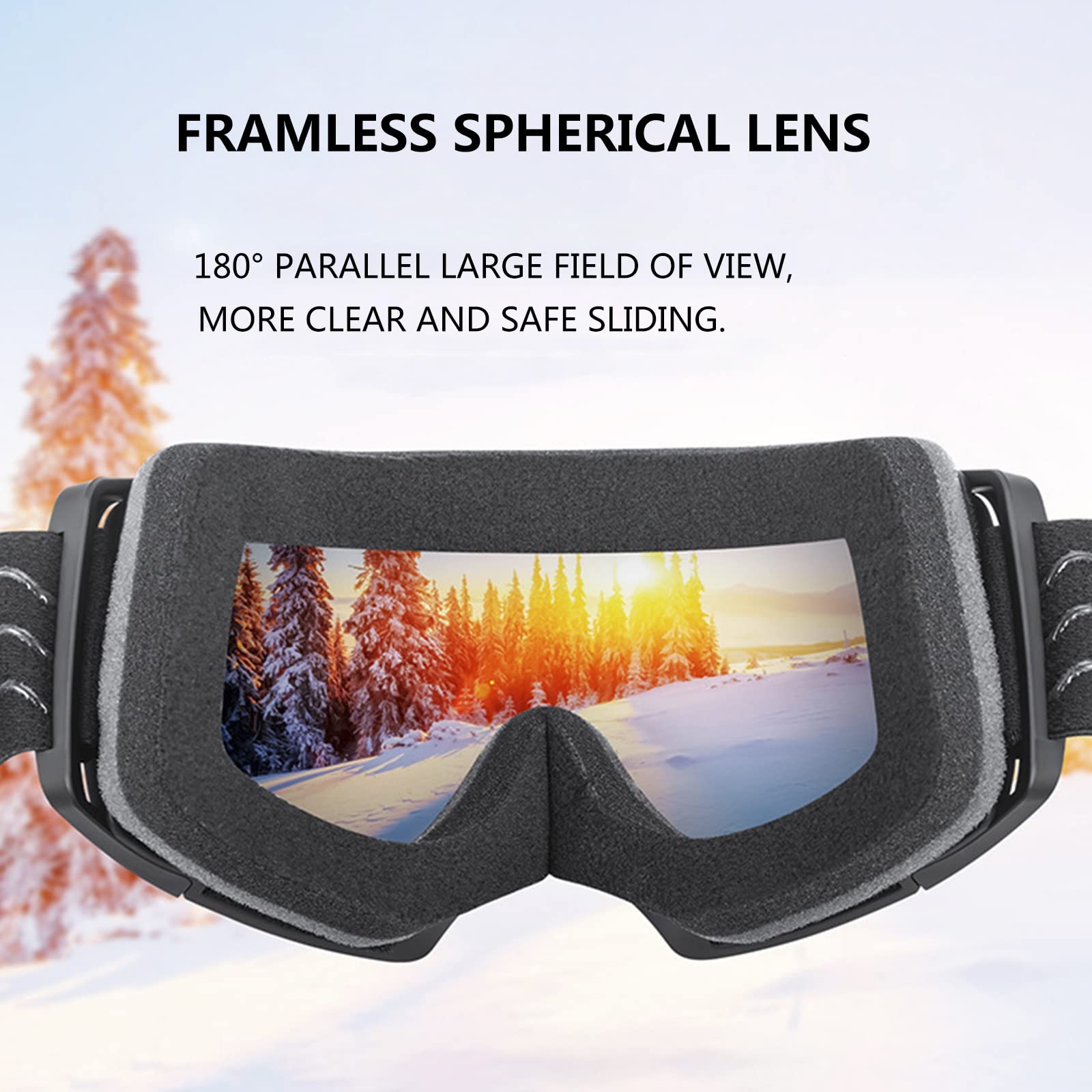 Gafas de Esquí OTG para Hombre Mujer, Anti Niebla 100% Protección UV Máscara Snowboard, Esféricas Grandes Gafas de Nieve con Lentes Magnéticas Intercambiables