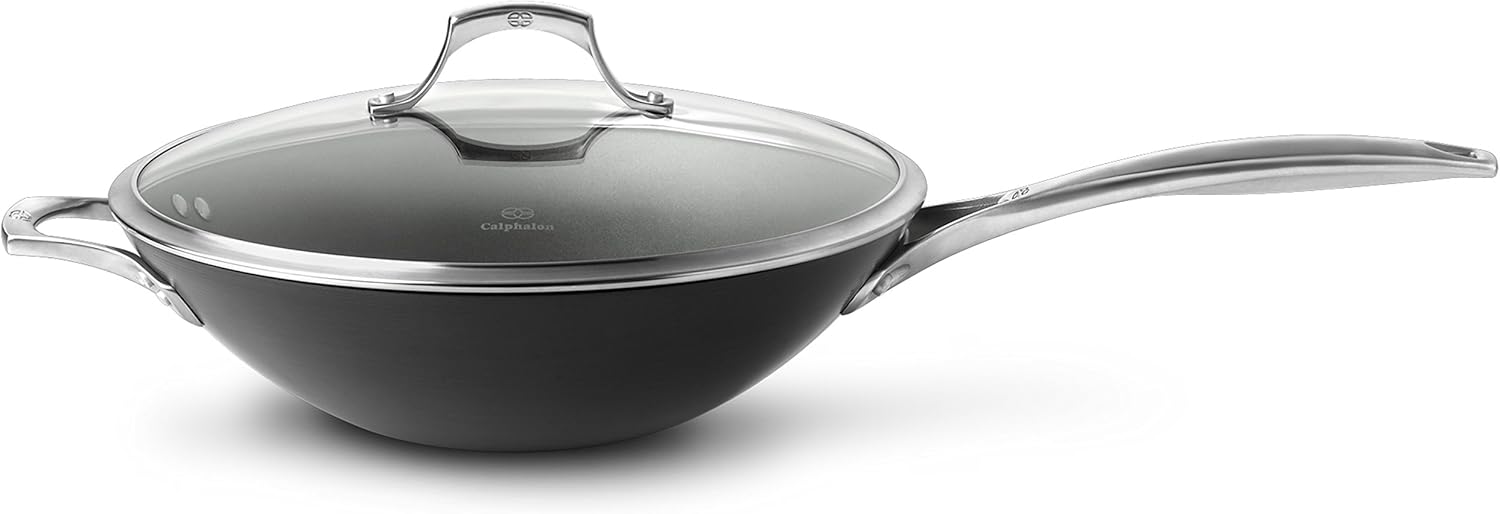 Calphalon Unison Nonstick, Sear Surface, Flat-Bottom Wok, 13-inch