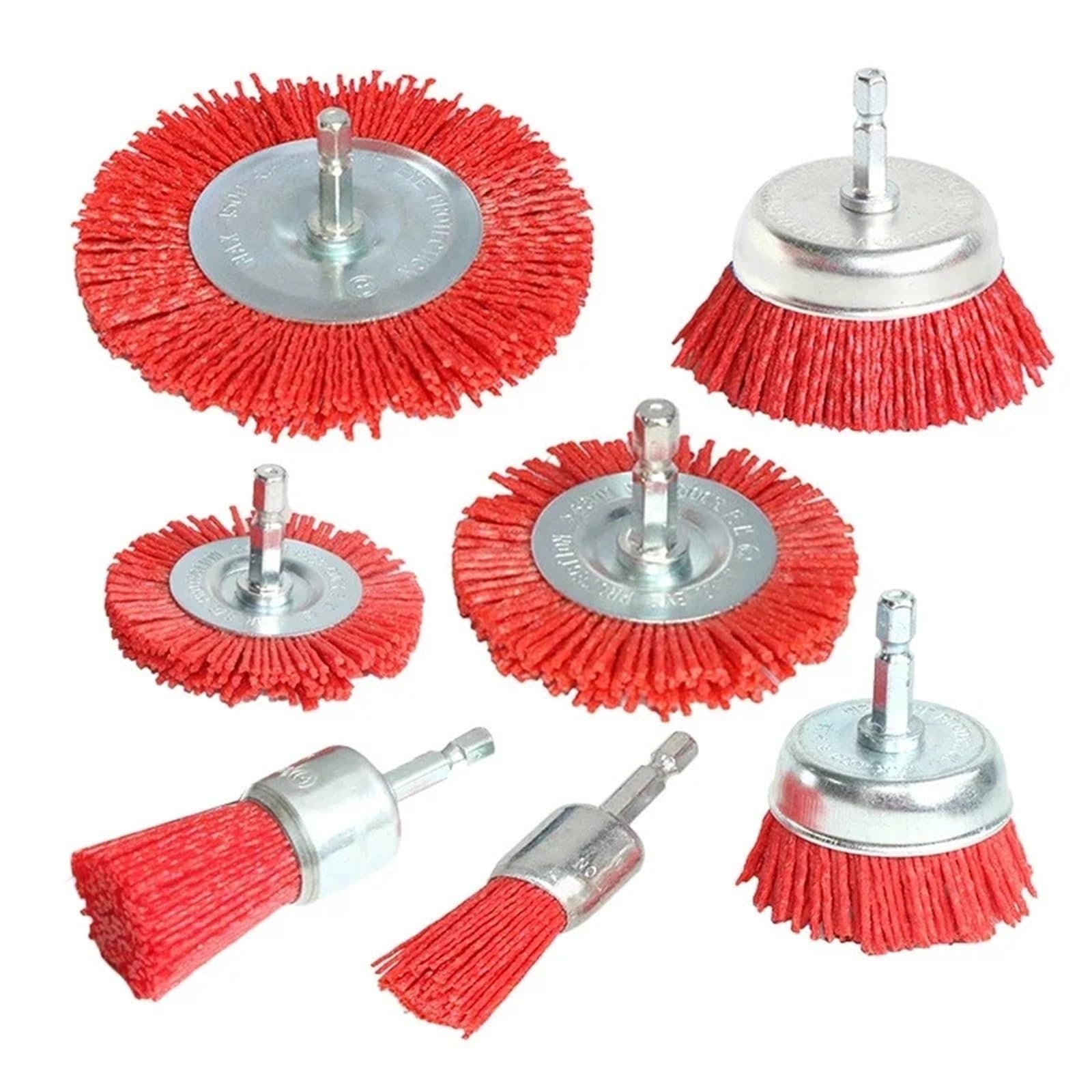 Spazzola a tazza in nylon Spazzola a ruota in filo abrasivo for utensile rotante for trapano(7pcs)
