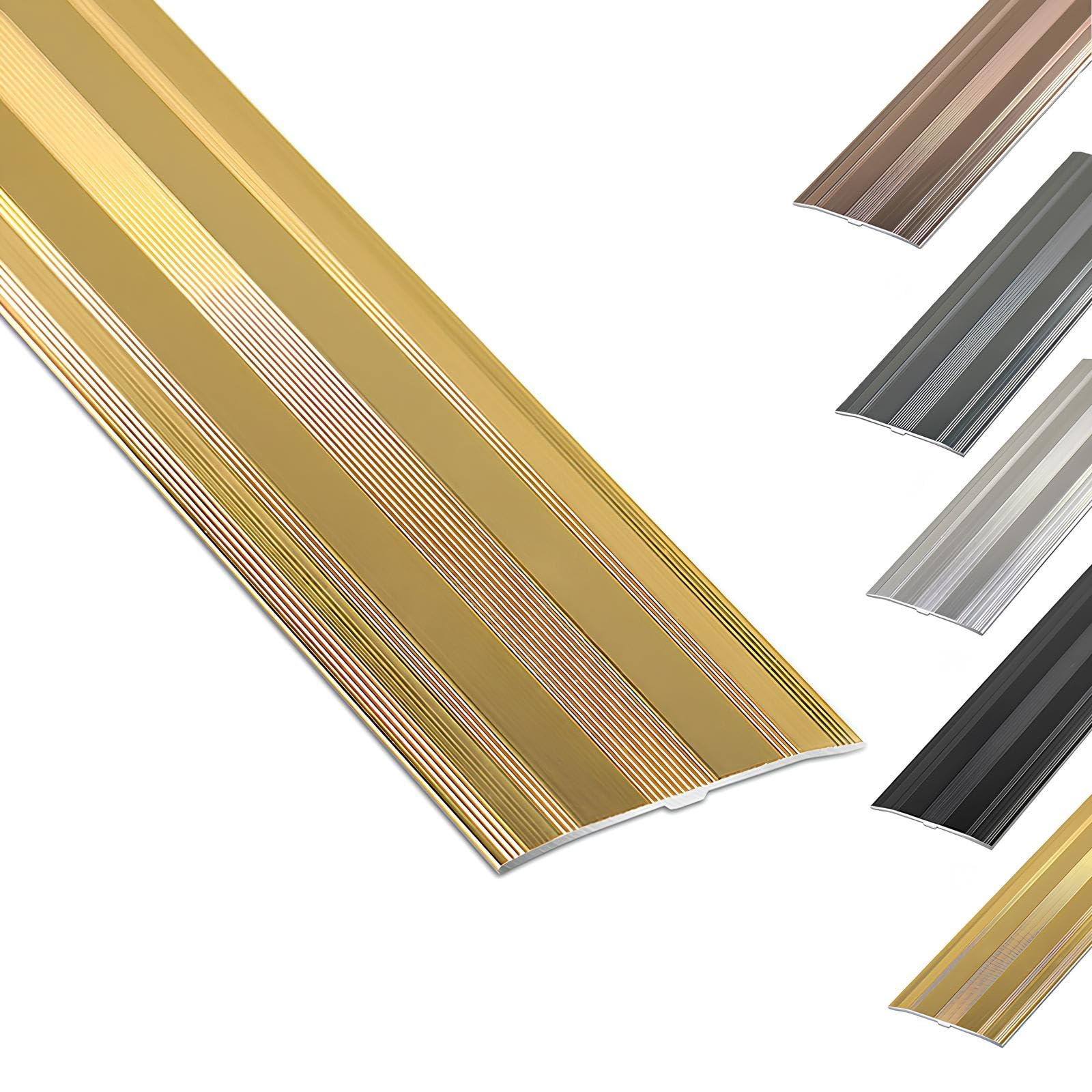 6cm Extra Wide Aluminum Carpet Cover Strip Door Bar Trim - 90cm/105cm/150cm Premium Doorway Threshold Transition For Floor Gaps(Gold,125cm/49.2in)