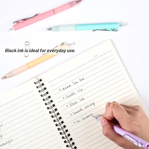 Miniatura 5 de Paquete de 20 bolígrafos de gel pastel, bolígrafos de tinta negra, 10 colores pastel diferentes, de punta fina de 0.020 in, bonitos bolígrafos para