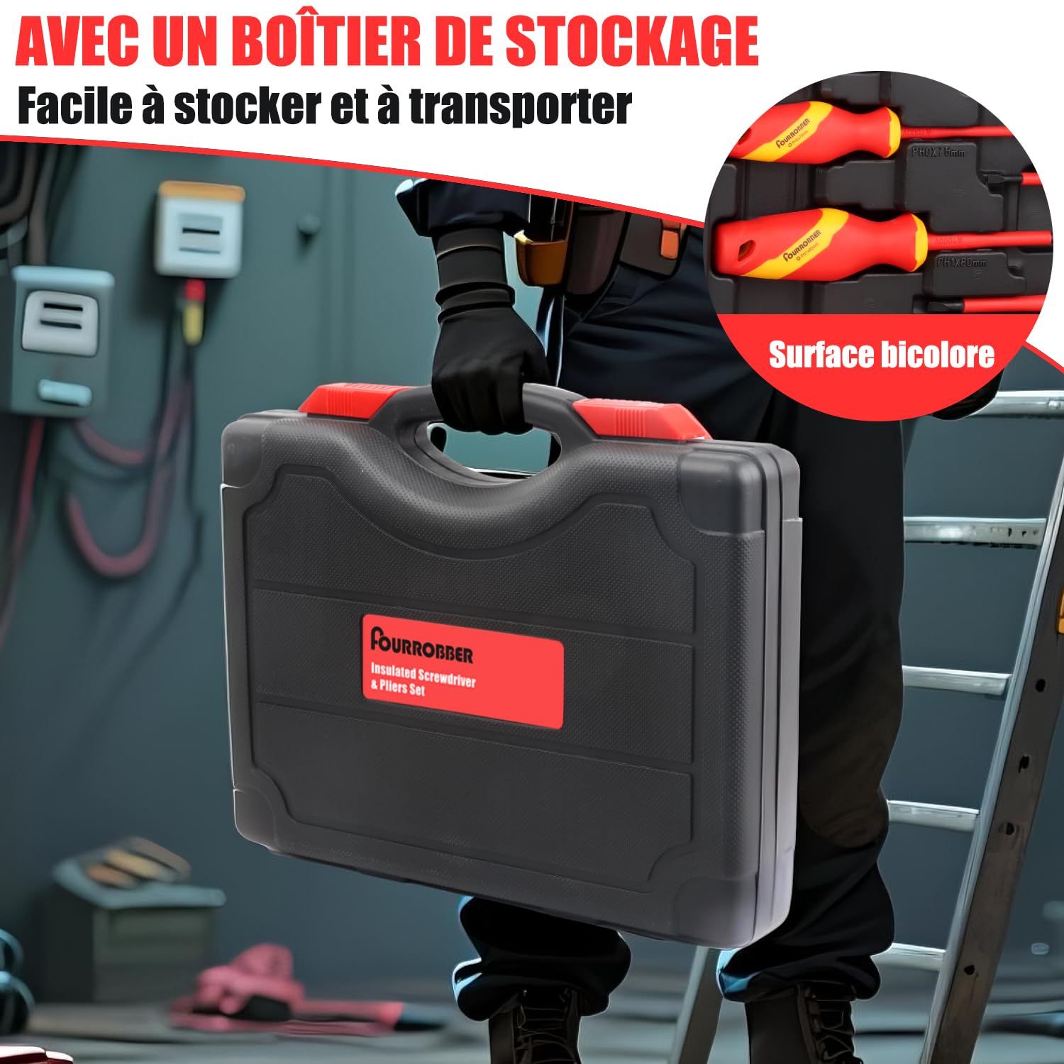 Set di cacciaviti e pinze isolati,Kit di cacciaviti elettrici isolati da 1000 V con tester di tensione, Elettricista Magnetico Phillips Slot Cacciavite
