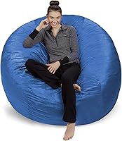 Vista 33 de Sofa Sack Funda para silla puff solamente, sin relleno, cómoda funda de repuesto para silla redonda, 5 pies, color carbón