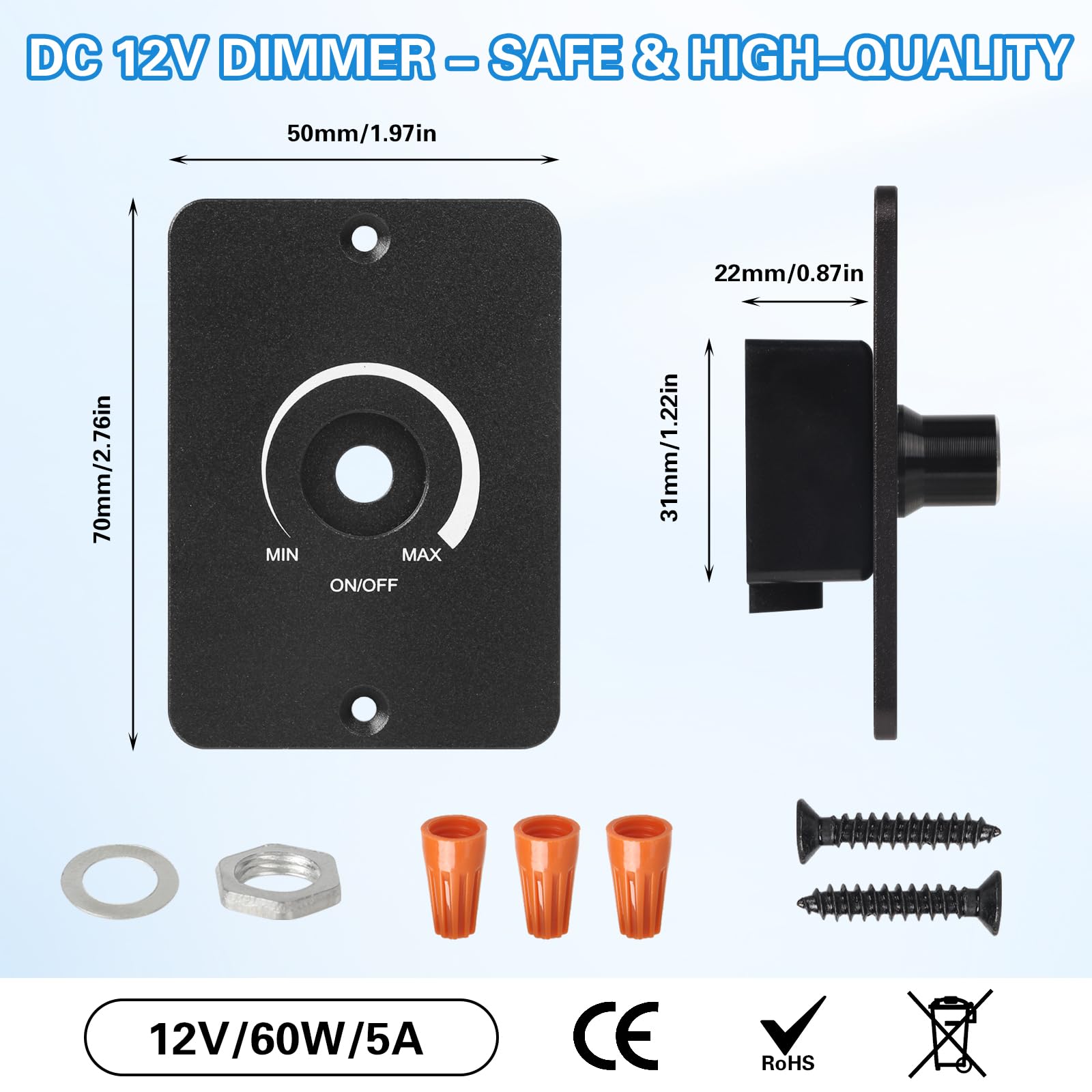 Miosugo DC 12 V Dimmer Switch, Continuous Dimming for Motorhome Boat, Truck - Image 3