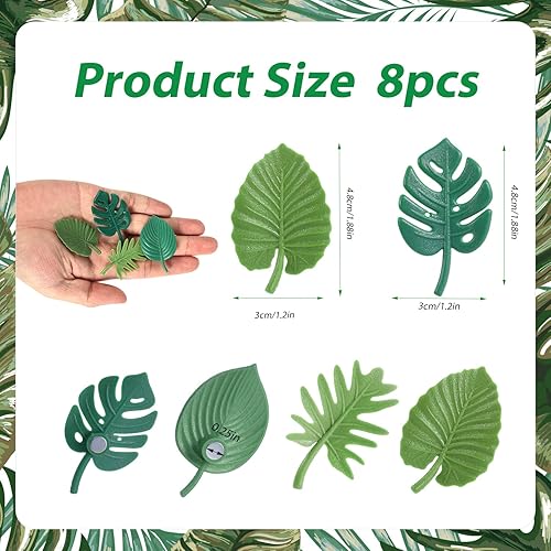 Miniatura 2 de Monstera - 8 imanes para nevera con hojas tropicales, imanes de nevera 3D, bonitos adhesivos decorativos para nevera, taquilla, cocina, hogar,
