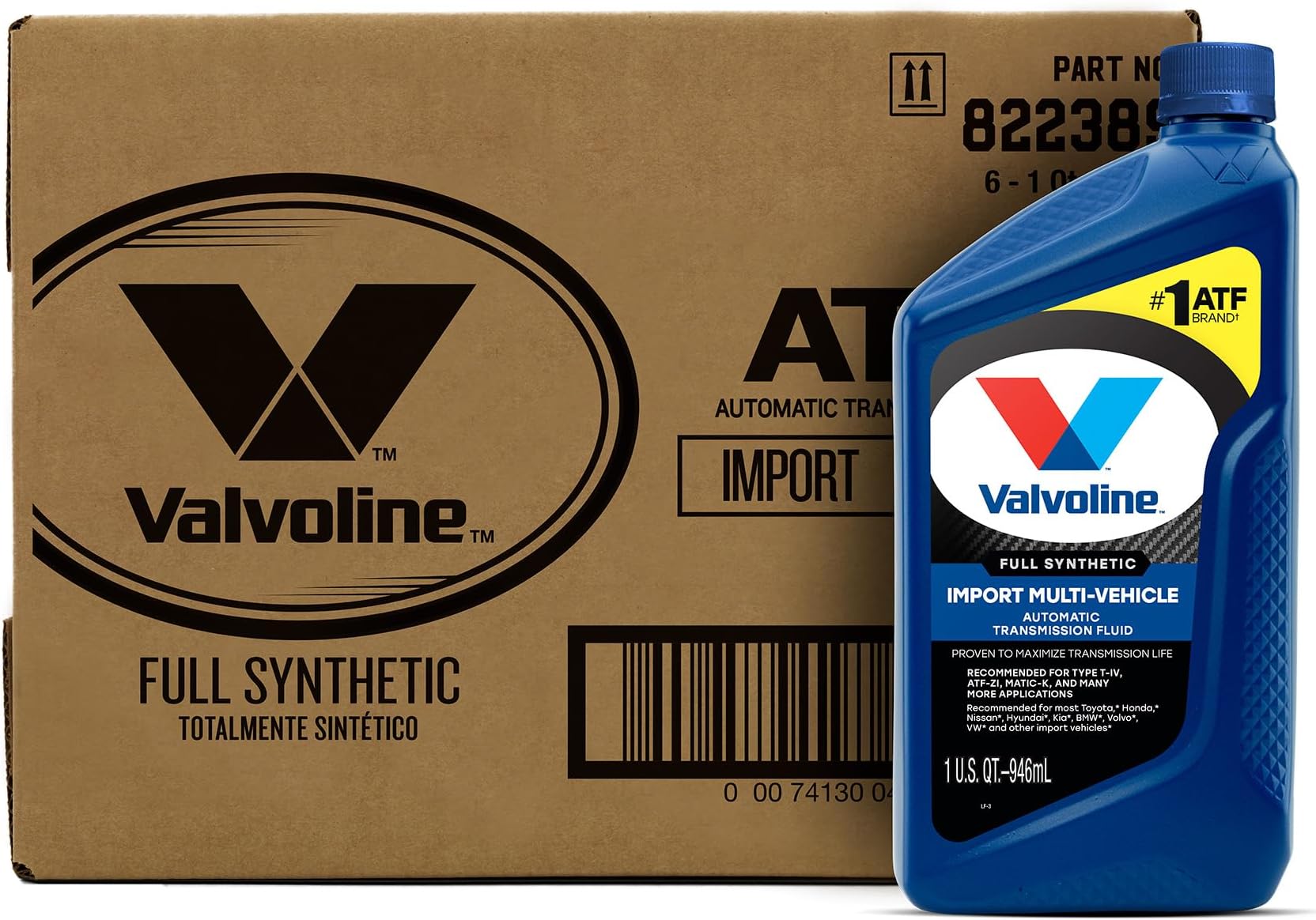Import Multi-Vehicle (ATF) Full Synthetic Automatic Transmission Fluid 1 QT, Case of 6