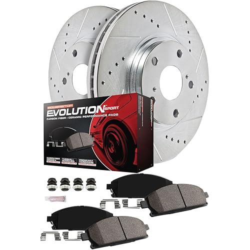 Power Stop K7136 Front and Rear Z23 Carbon Fiber Brake Pads with Drilled and Slotted Brake Rotors Kit For 2021 - 2023 Durango | 2016 - 2022 Grand Cherokee [Application Specific]