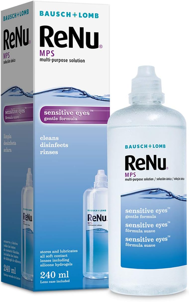 Multi-Purpose Contact Lens Solution 240ml - For Soft Contact Lenses for Comfortable Wear - Gentle on Sensitive Eyes - Clean,Disinfect,Rinse,Lubricate and Store your Lenses - Lens Case Included