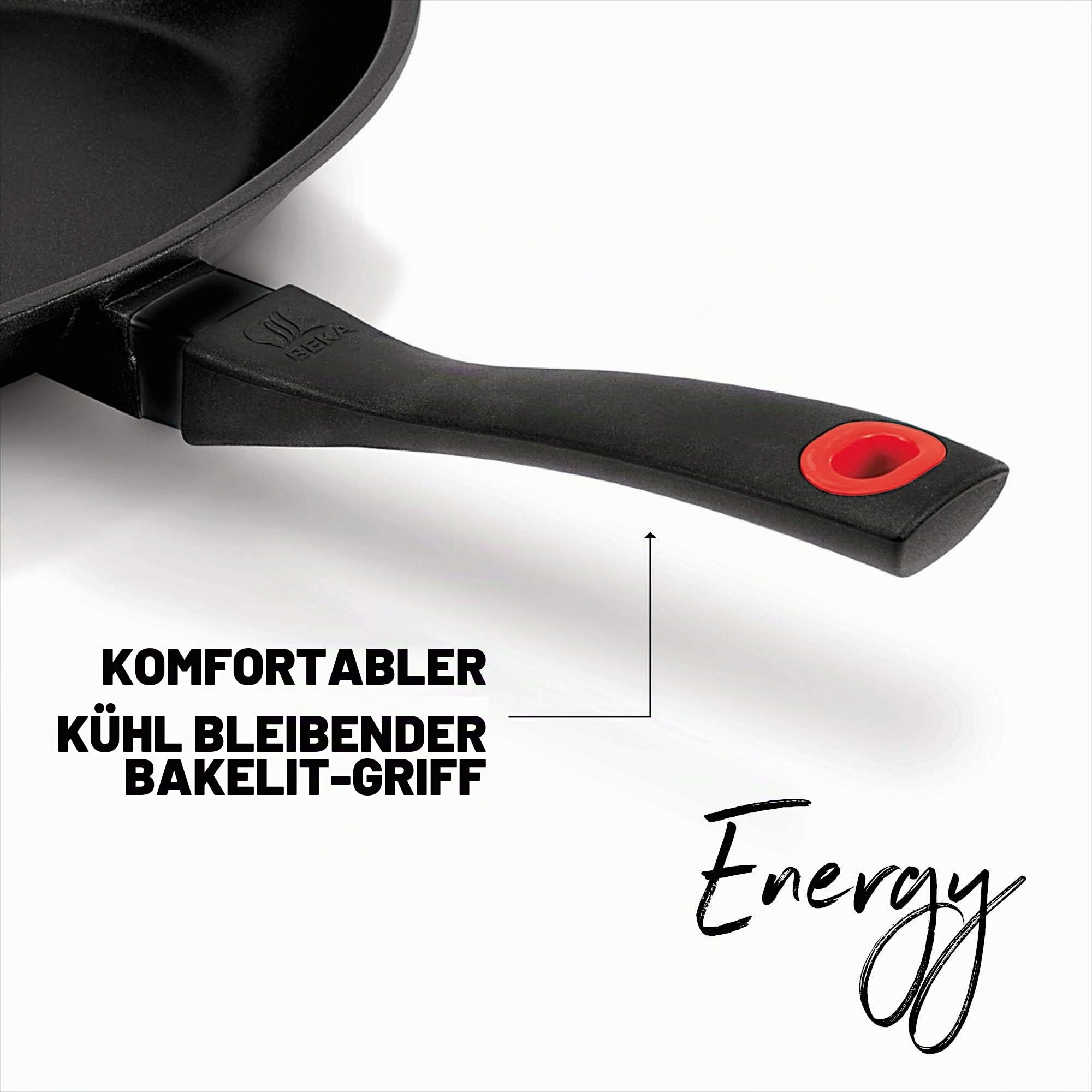 Beka Fischpfanne oval induktion, Pfanne oval antihaftbeschichtet, aus Aluguss, mit 2 Ausgießvorrichtungen, 34 x 23 cm, mit hitzeabweisendem Griff aus Kunststoff, schwarz, Energy Kollektion