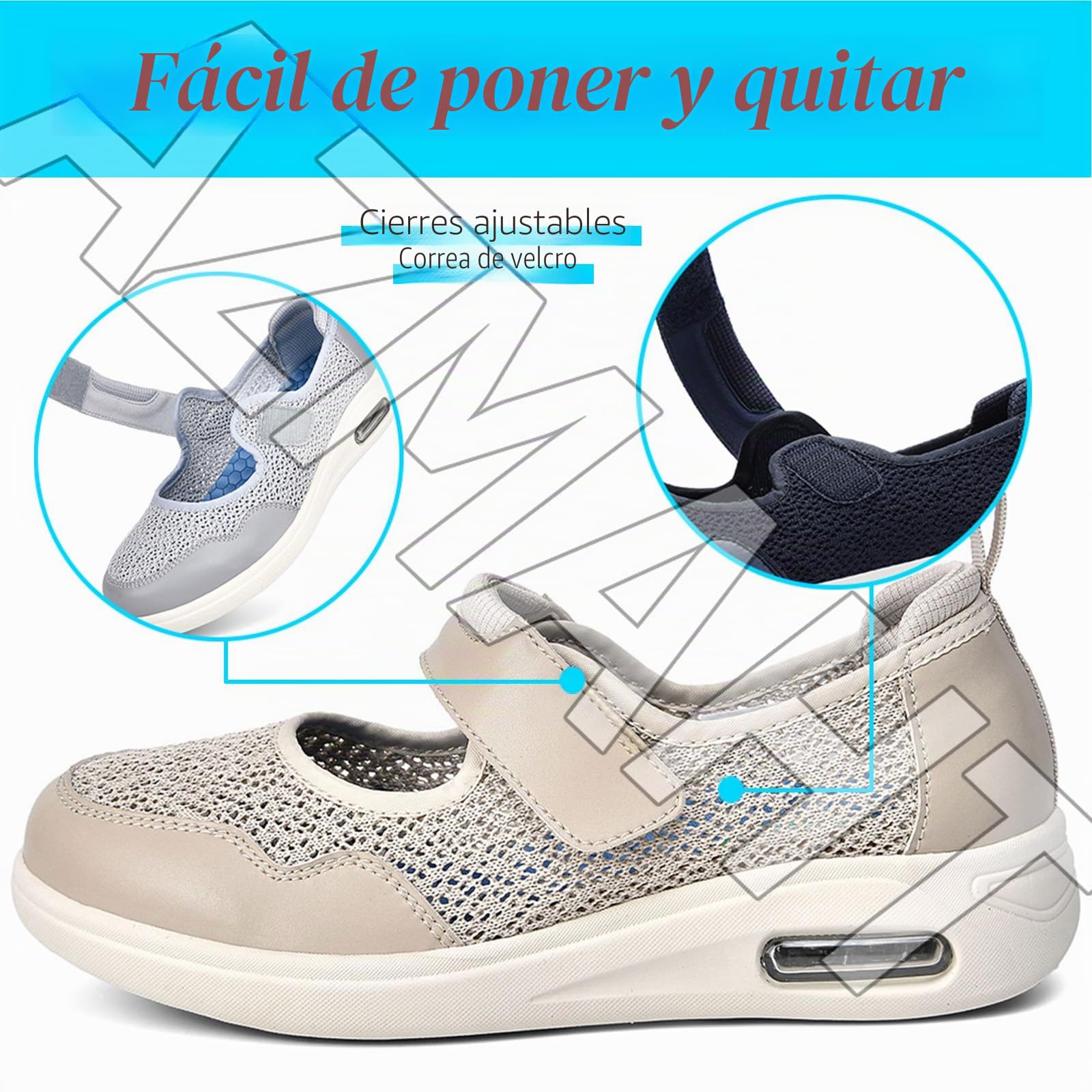 Zapatillas Ortopedicas Mujer Zapatos Comodos Especiales para Juanetes de Pies Hinchados pies Anchos Ortopédicos Ancho Especial ortopédicos Deportivos Caminar Calzado,Beige,41 EU