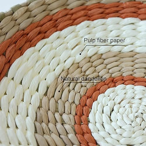 Miniatura 4 de Walbest Cesta tejida colgante para decoración de pared, redonda, hecha a mano, de hierba marina, estilo bohemio, estilo étnico, platos de mimbre