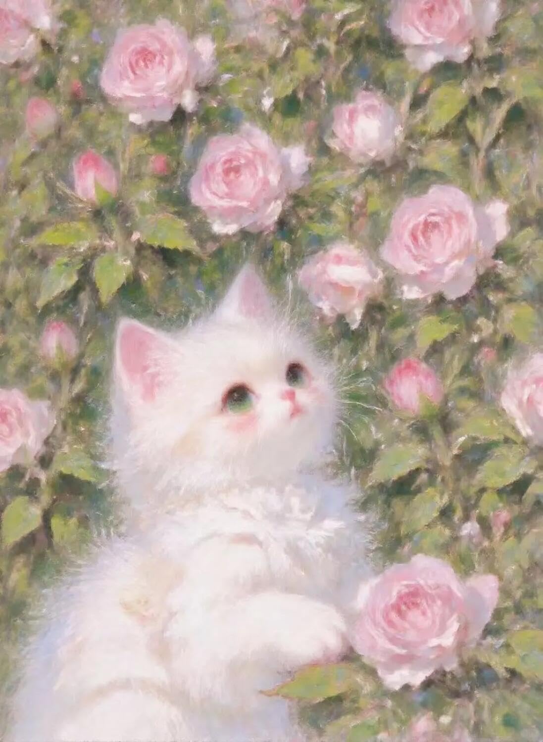 Rqwybcaxn Bead Embroidery Kits Cats and Flowers 40x50cm