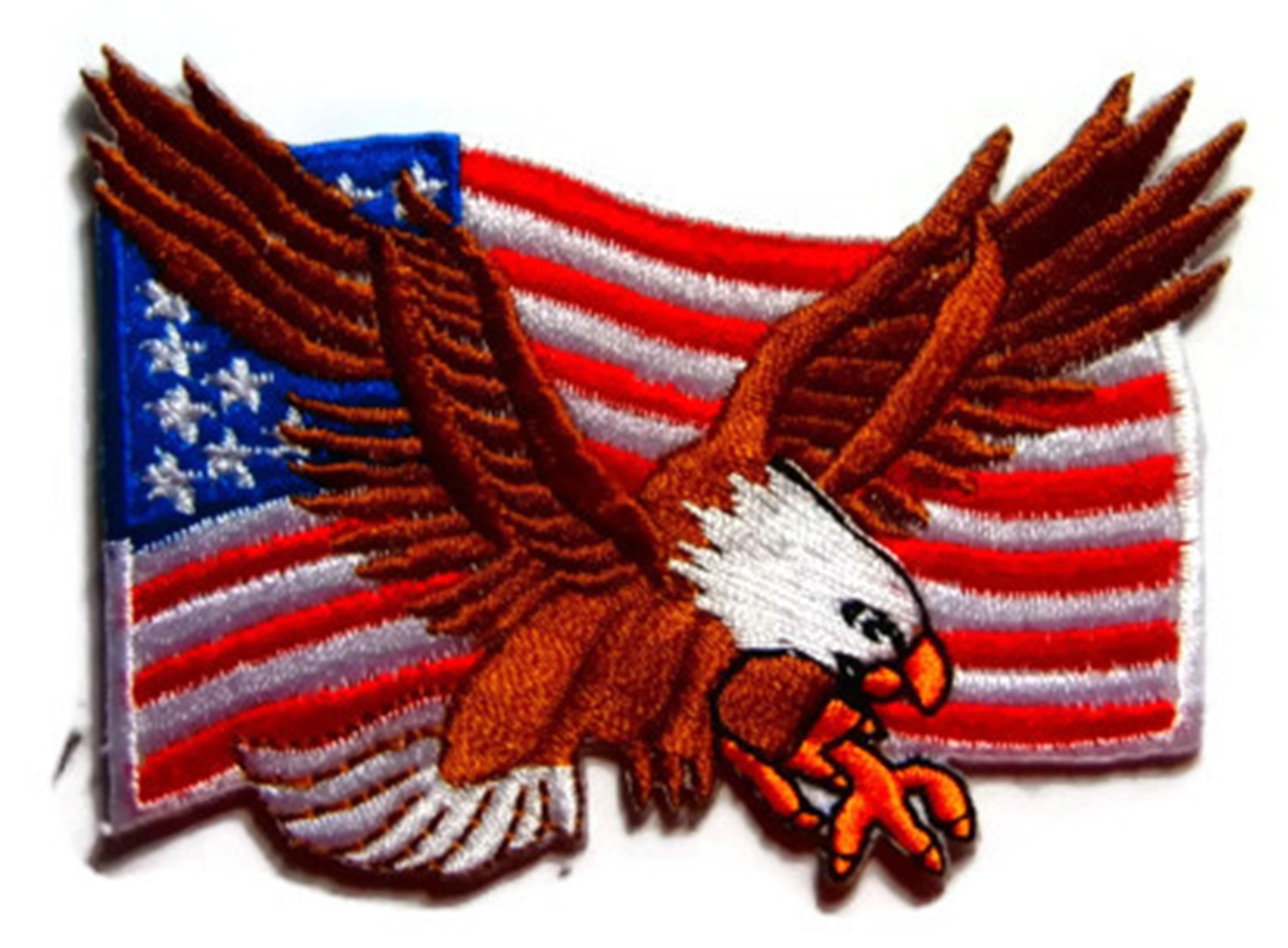 PATCHLOVER Bald Eagle American Flag Iron On Biker Patch