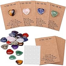 8 Sets Pocket Hug Token Valentine's Day Gift Bulk Hug Cards with Heart Shape Natural Stones Keepsake Exchange Relationship Gift Cards for Colleagues Family Distance Social Celebration of Life