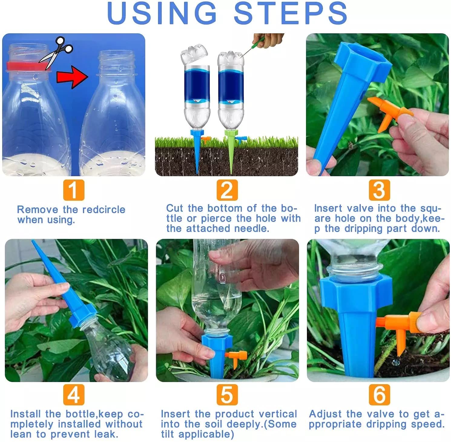 Fosset Automatic Self Watering Spike Drip Kit (12 Pack) - Plant Waterer Lawn and Garden Watering Equipment – Adjustable Drip Irrigation Control System with Drip Control Valve : Patio, Lawn & Garden