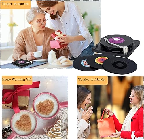 Miniatura 9 de 6 posavasos de vinilo para discos, almohadillas de bebidas únicas con temática musical, divertidos regalos de inauguración de la casa para hombres y