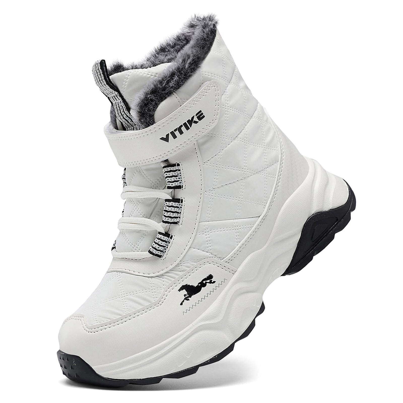 VITUOFLY Boys Hiking Boots Kids Hiking Shoes Girls Outdoor Warm Winter Snow Boots Adventure Trekking Shoes Anti-skid Sneakers Steel Buckle Durable Comfortable