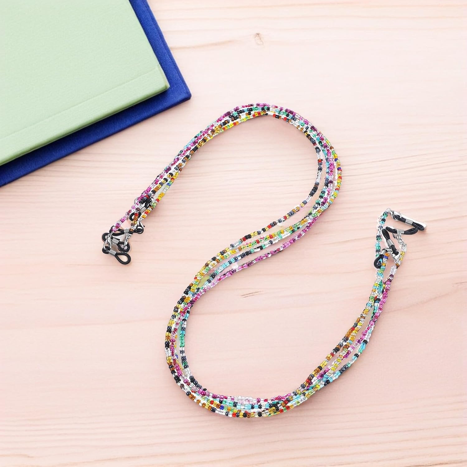 NUOBESTY 8pcs Eyeglass Chain Strap Lanyard, Beaded Glasses Necklace Holder for Men Women, Lightweight Eyewear Retainer Cord Suitable for Masks and Reading Glasses
