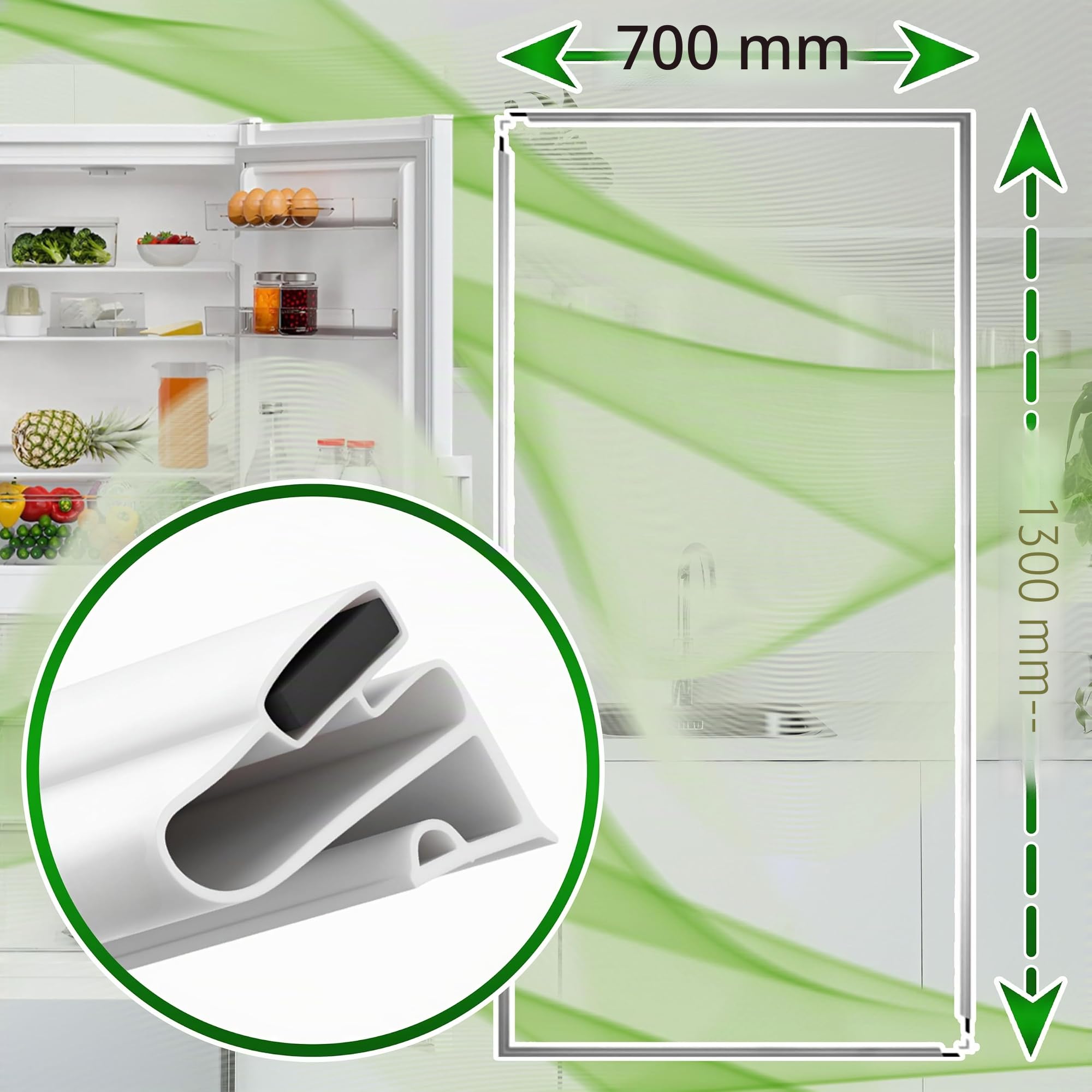 Kit Universal Magnet Kühlschrank Dichtung 1300x700 mm für Kühlschrank mit Gefrierfach - Garantie 5 Jahre - MADE IN ITALY - ONIX TECH