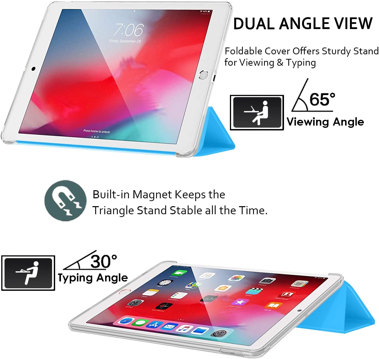 DuraSafe Cases for iPad Air 5th Gen 10.9" 2022 Case A2589 A2591 MM9E3LL/A MM9D3LL/A MME23LL/A MM9C3LL/A MM9F3LL/A MM9N3LL/A MM9M3LL/A MME63LL/A MM9L3LL/A MM6U3LL/A MM6R3LL/A MM6T3LL/A MME93LL/A Blue