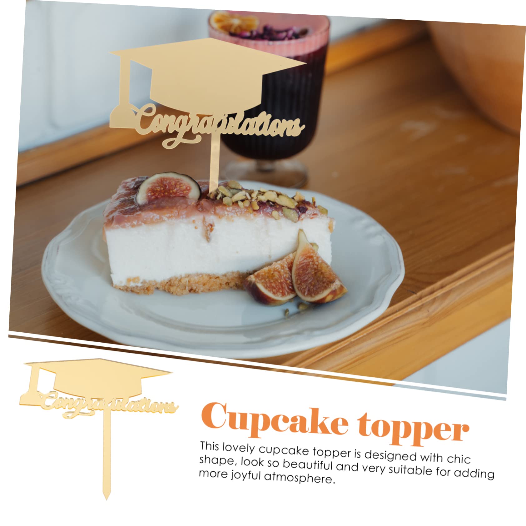 Amosfun 5 Sätze Abschlusstorte Dekorieren Goldene Tortendeko Goldene Kuchendeko Cupcake-picks Mit Abschlusskappe Hochzeitstorte Topper Graduierungskappe Cupcake-dekoration 10 Stück * 5