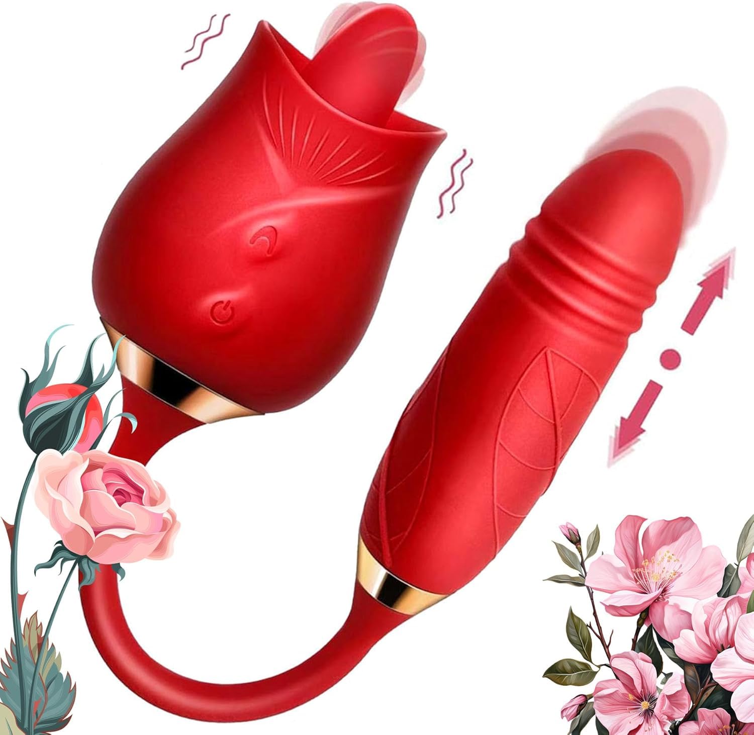 Juguetes Xeso para Mujer 2026 Flor Vibrante Rosa Con Lengua 10x Vibration & 360° Tonge Licking M-Red