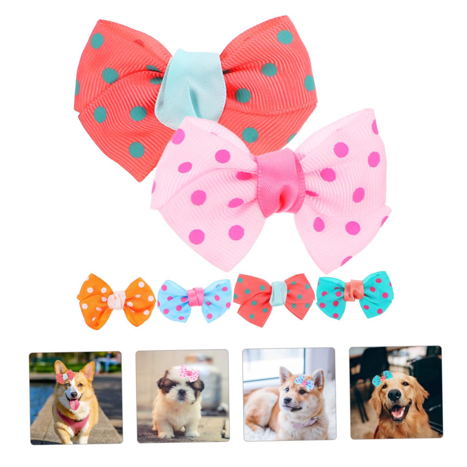 Toyvian 6Pcs Bowknot Pet Hair Clips Chic Dot Pattern Barrette Bobby Pins for Dogs Random Color Hair Accessories for Everyday Use Stylish for All Occasions Random Color