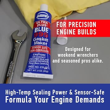 ABRO Ultra Plus 999 RTV Silicone Sealant and Gasket Maker, for Import Engines, Sensor Safe, Non-Corrosive, High Temp Silicone Sealant, 650 Degrees F, 3 oz. Tube - Blue