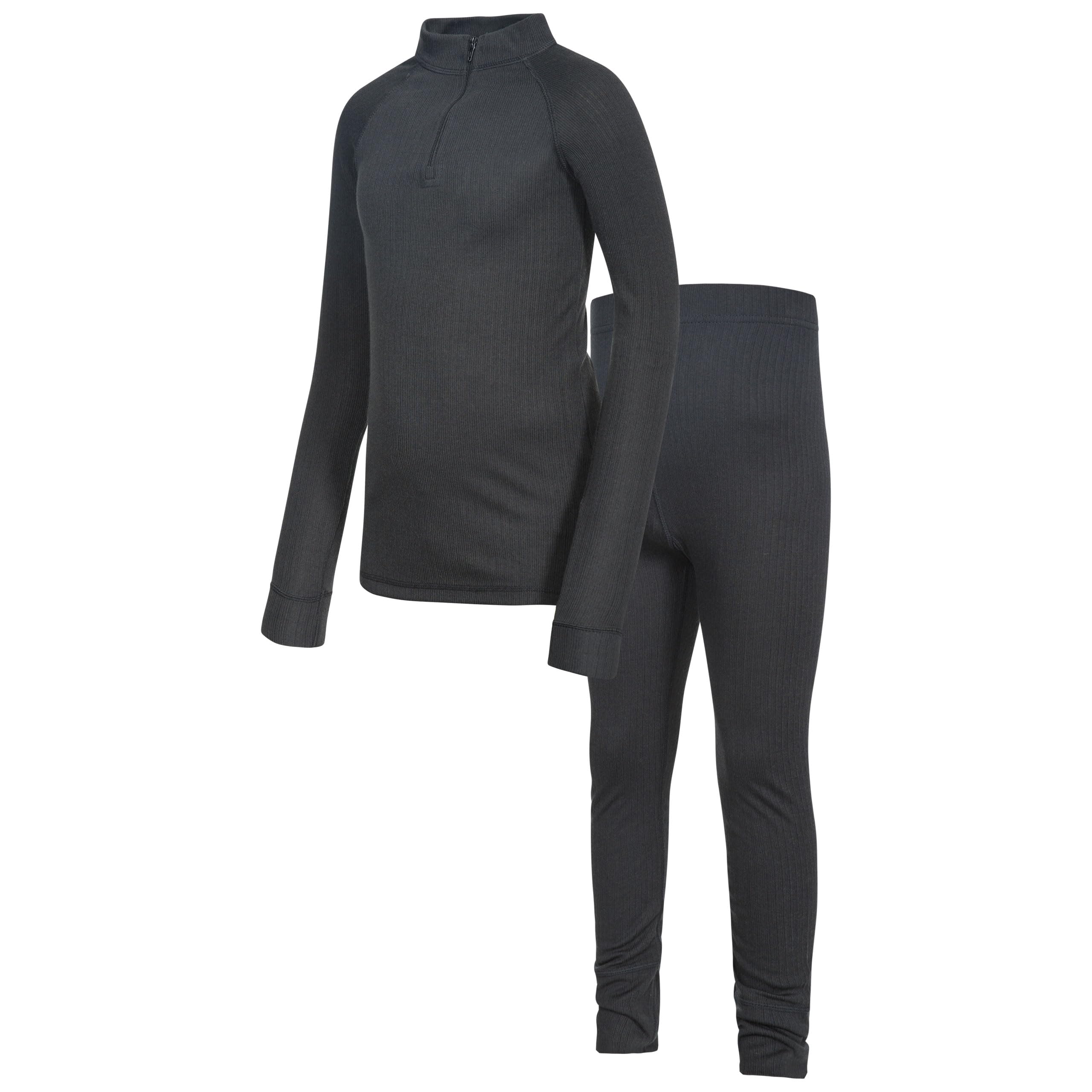 Trespass Unite360, Black X, Quick Dry Baselayer Set (Hose & Longsleeved Top) Kids Unisex, Age 2-3, Black