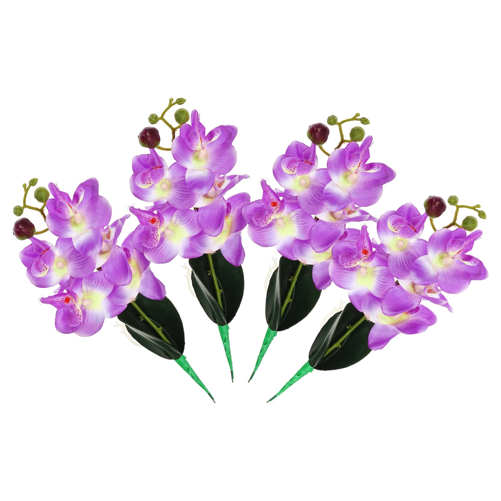 sourcing map 4 Pcs Artificial Phalaenopsis Fake Flowers, 11 Inch Real Touch Artificial Floral Fake Bouquet for Wedding Bride Shower Gift Home Decor DIY Crafts, Purple