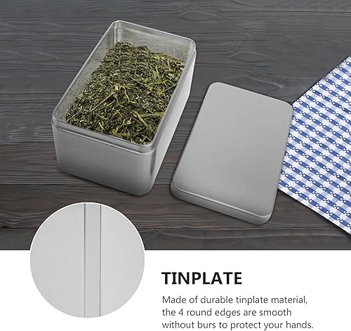 Miniatura 8 de NUOBESTY Caja de lata rectangular vacía, contenedor portátil de almacenamiento de té con tapa, caja de almacenamiento para el hogar para dulces de
