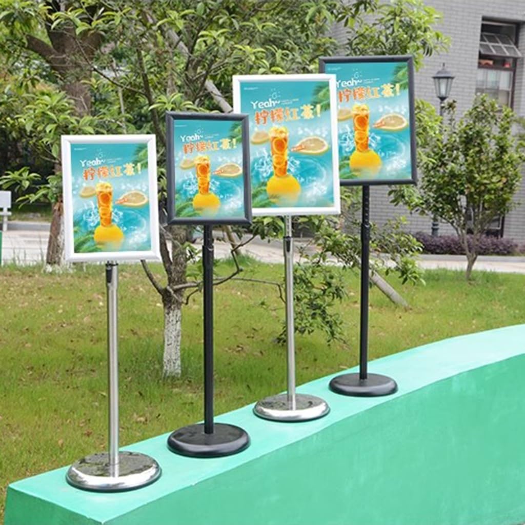 A3/A4 Poster Display Stand Menu Vloerstandaard Aluminium Snap/Frame Menu Houder Display met Verstelbare Hoogte, Vloer Kennisgeving Bord Houder met Heavy Duty Base voor Reclame (Kleur: Goud, Maat: A4