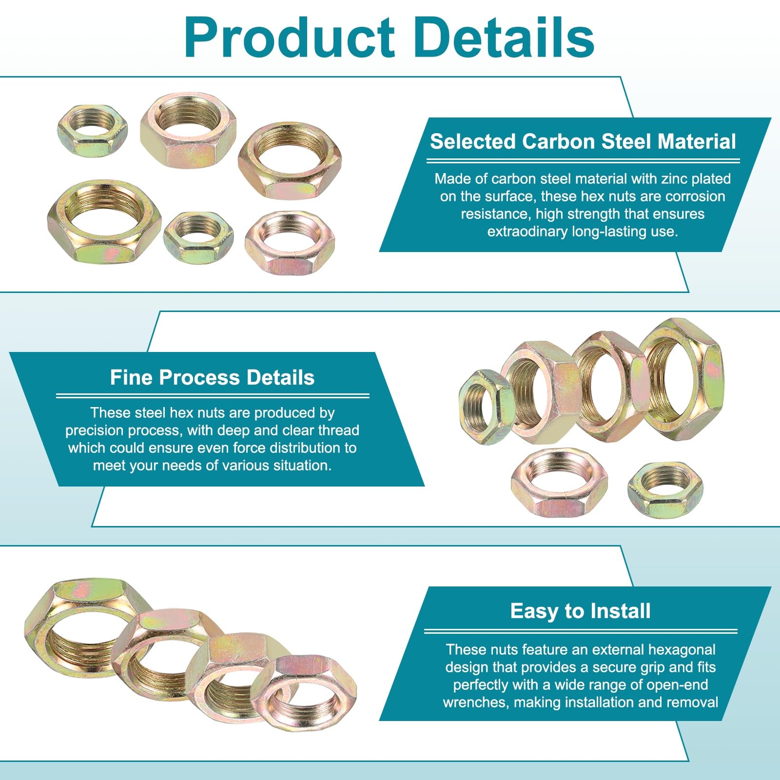 PATIKIL M12x1x7mm Steel Hex Nuts - Image 3