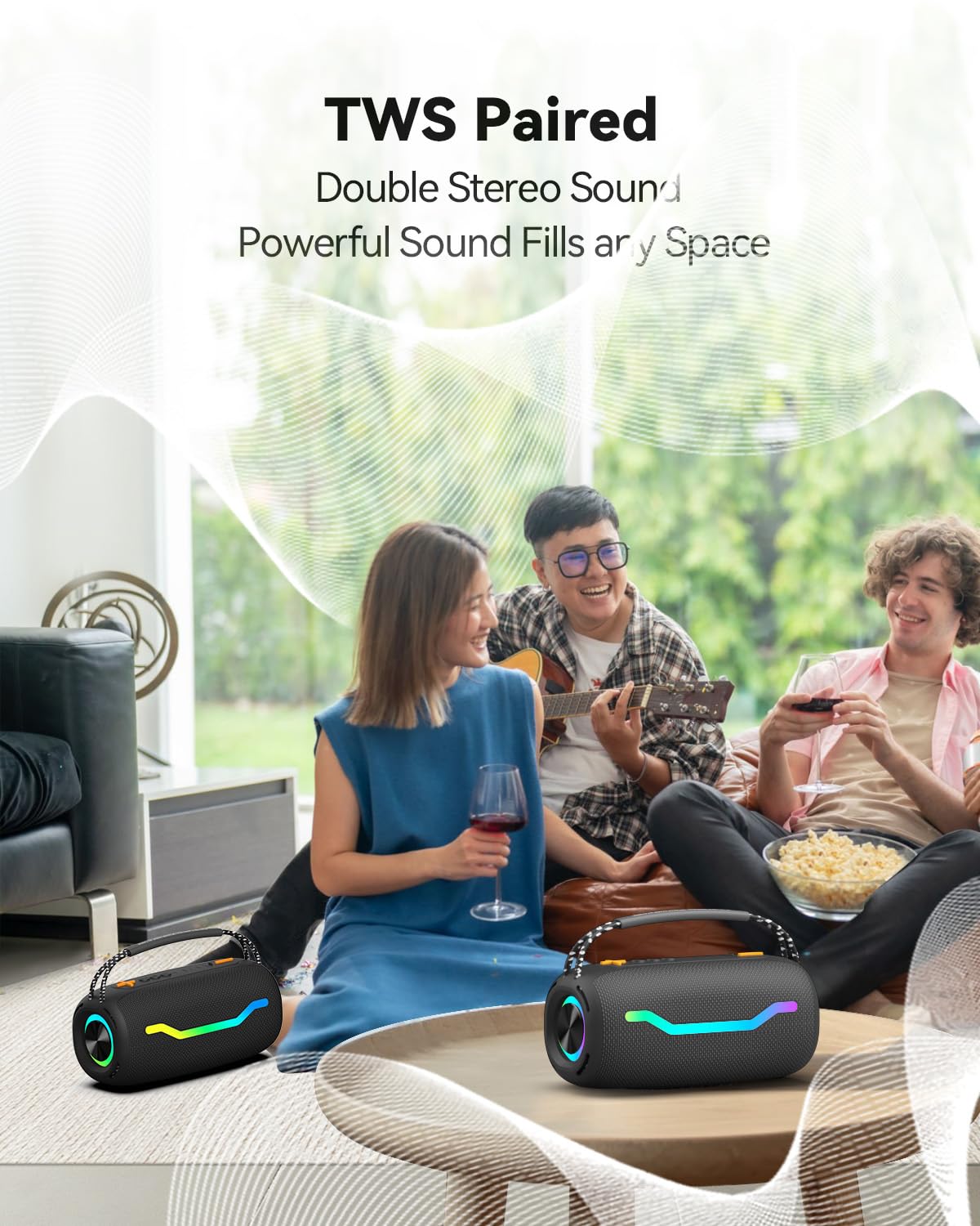 Tragbarer Bluetooth-Lautsprecher mit Licht, wasserdichte Karaoke-Maschine für Erwachsene und Kinder, lauter Klang und tiefer Bass, bis zu 8 Stunden Spielzeit, unterstützt Bluetooth/AUX/USB für