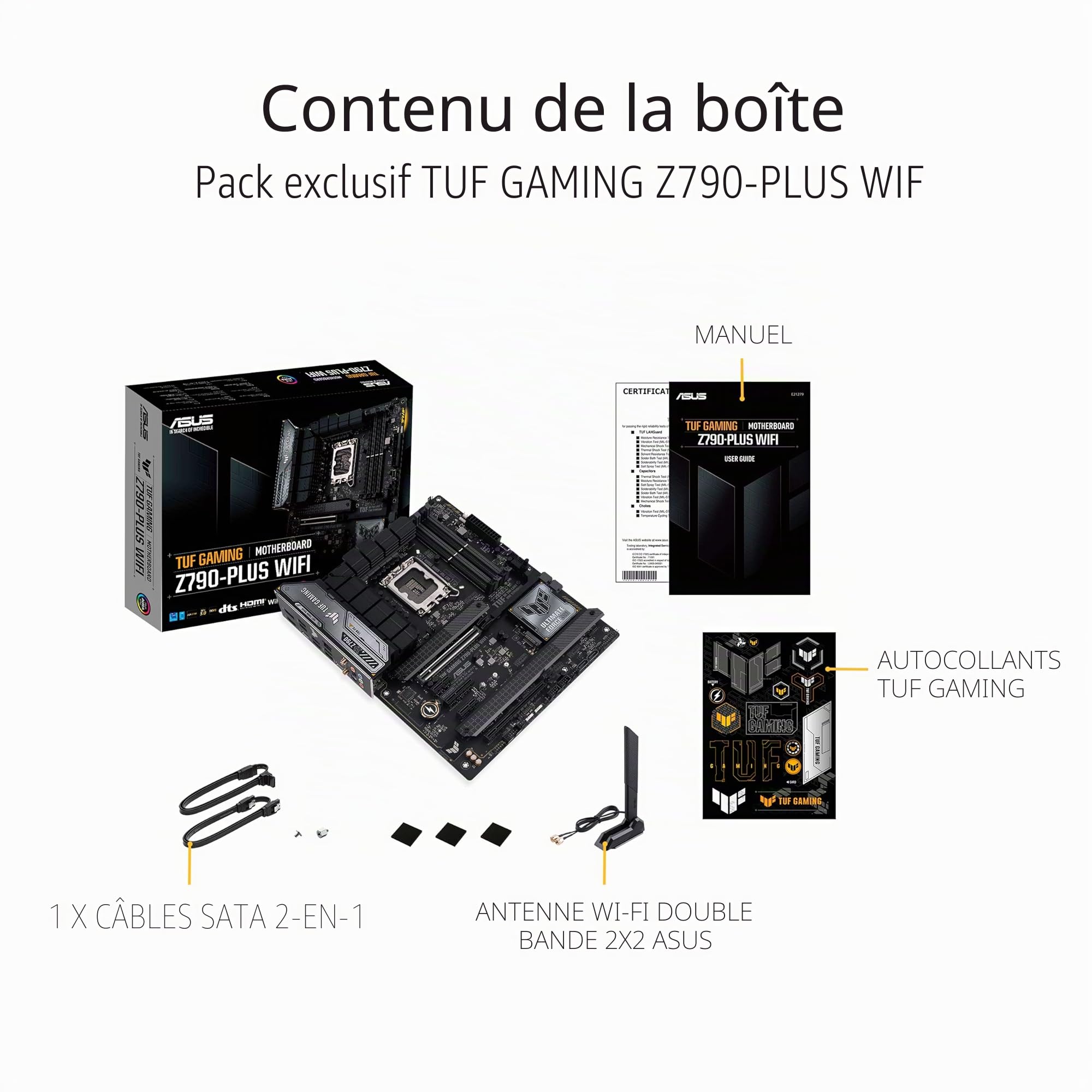 ASUS TUF Gaming Z790-PLUS Carte mère Intel LGA 1700 ATX (PCIe 5.0, Quatre M.2, 16+1 DrMOS, DDR5, 2,5 Go Ethernet, Wi-FI 6E, USB 3.2 Gen 2x2 Type C, Thunderbolt (USB4), Aura Sync, AEMP II) | ATX, PCIe 5.0, mémoire DDR5, 4 x M.2, HDMI, DisplayPort, WiFi 6,