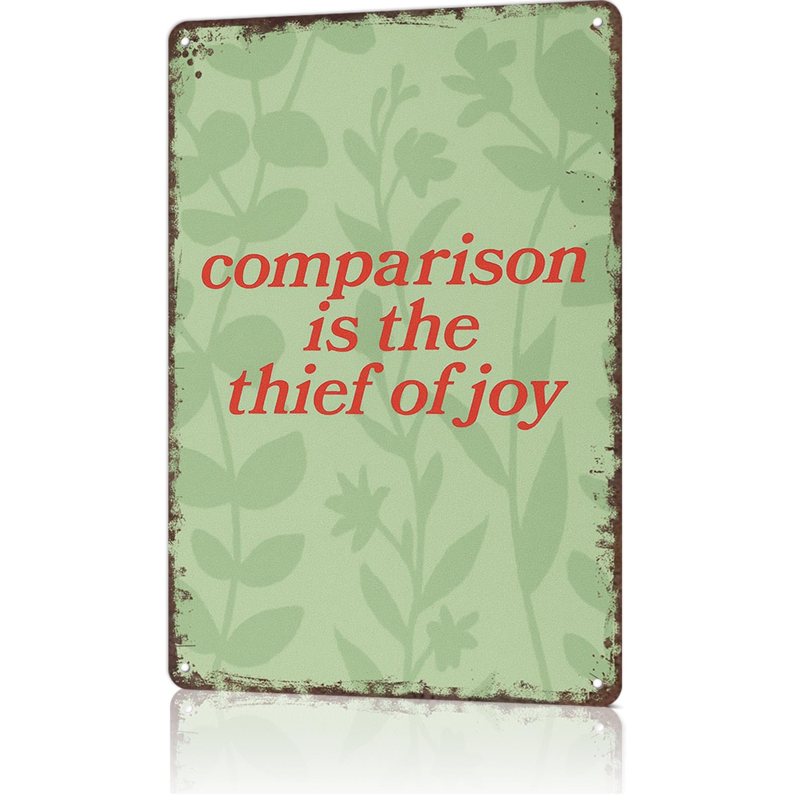 peiyeety Vintage Metal Tin Sign Aluminum Comparison Is The Thief Of Joy Posters Wall Art for Dorm Home Office Room Decor 8X12inch