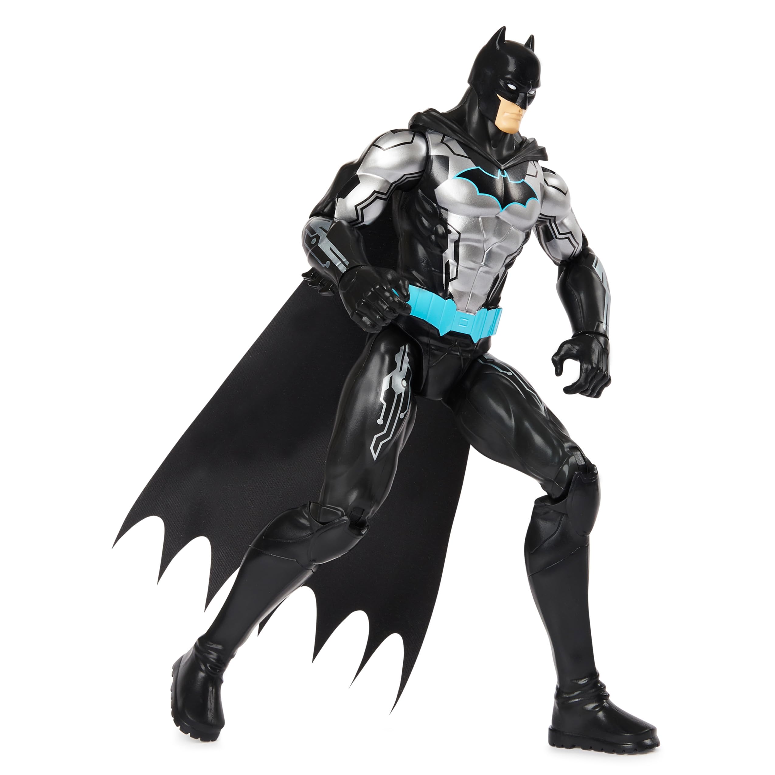 DC Comics Batman Action Figure 30 Cm – Batman Tech Con Armatura Argento E Nera, 11 Punti Di Articolazione, Giocattolo Per Bambini Dai 3 Anni