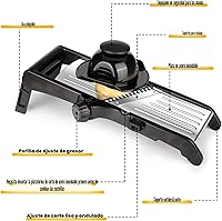 Vista 7 de Mandoline - Cortador de alimentos para cocina, cortador de verduras de mandolina ajustable de acero inoxidable, cortador de alimentos para cebolla