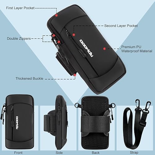 Miniatura 2 de Soporte para teléfono y bolsa cruzada para teléfono para correr, correa para el brazo para teléfono para correr y caminar, bolsa impermeable para