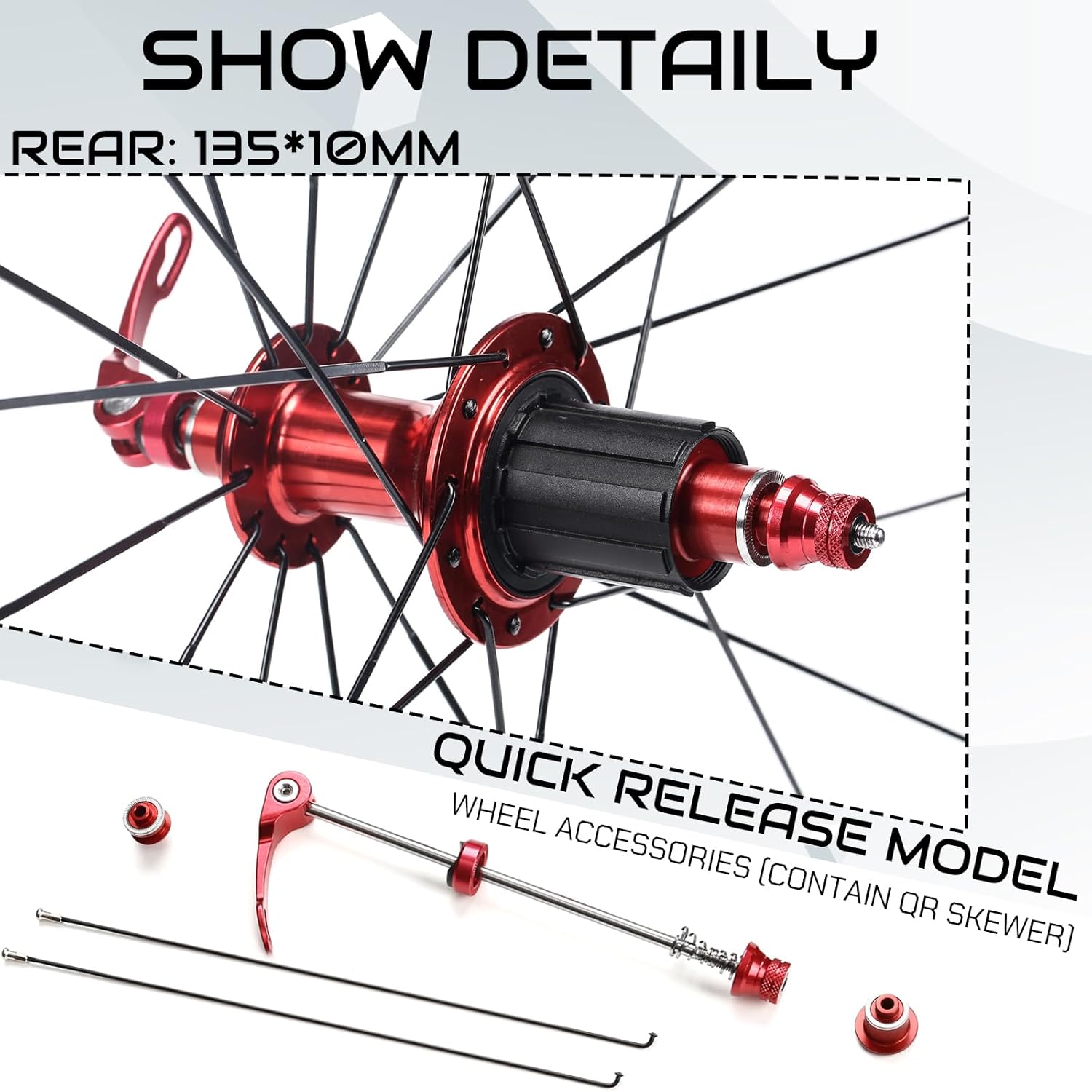 BUCKLOS Road Bike Wheel 700c, Aluminum Alloy QR Wheels V Brake Clincher, Double Wall Flat Spokes Bicycle Wheel Set, Rear 7-11 Speed Wheelsets Hub 30mm Rims Bike Accessories
