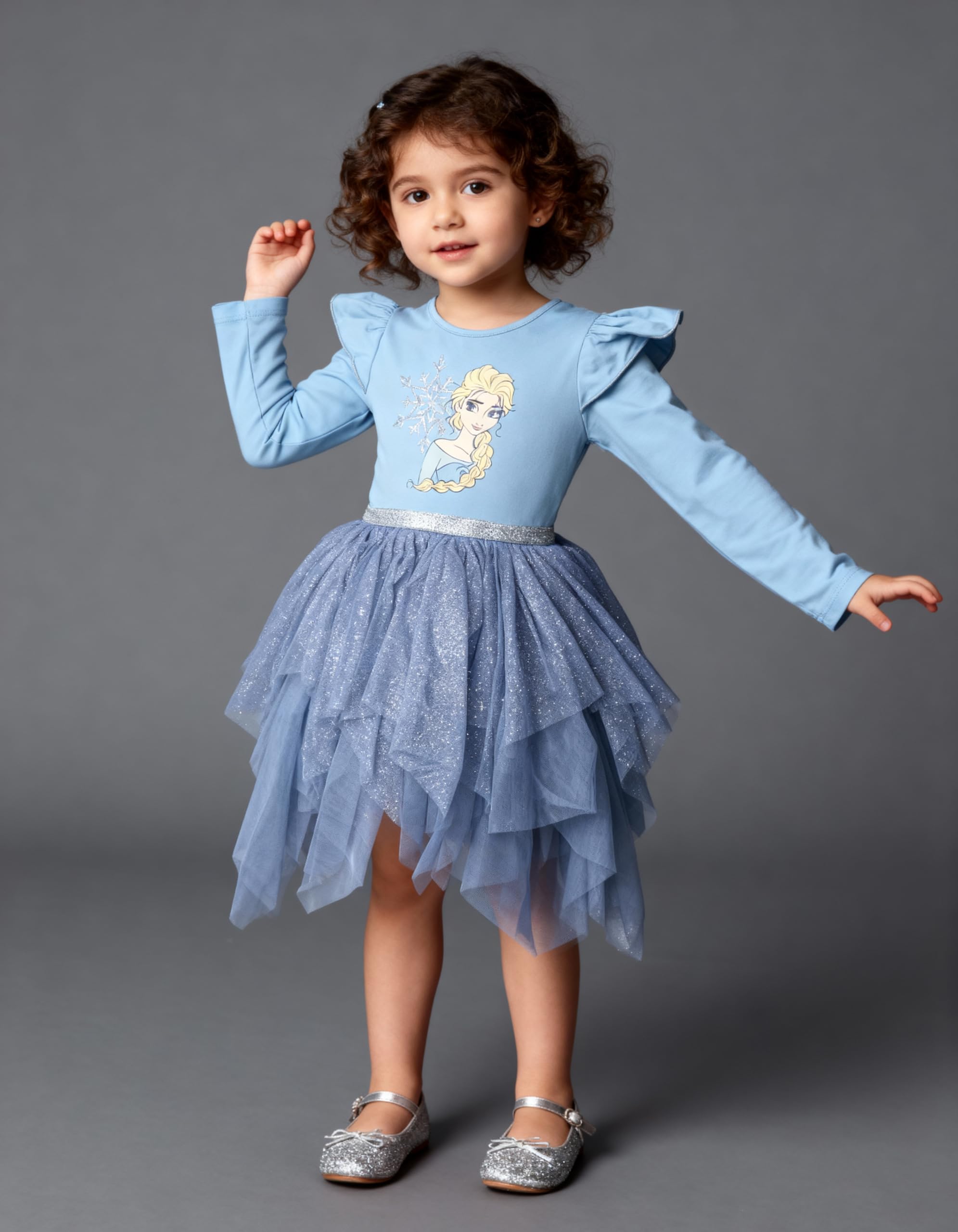 Disney Prinzessin Dress Up to Play für Mädchen Langarm Tutu & Sparkle Tüllrock Prinzessin Elsa Frozen