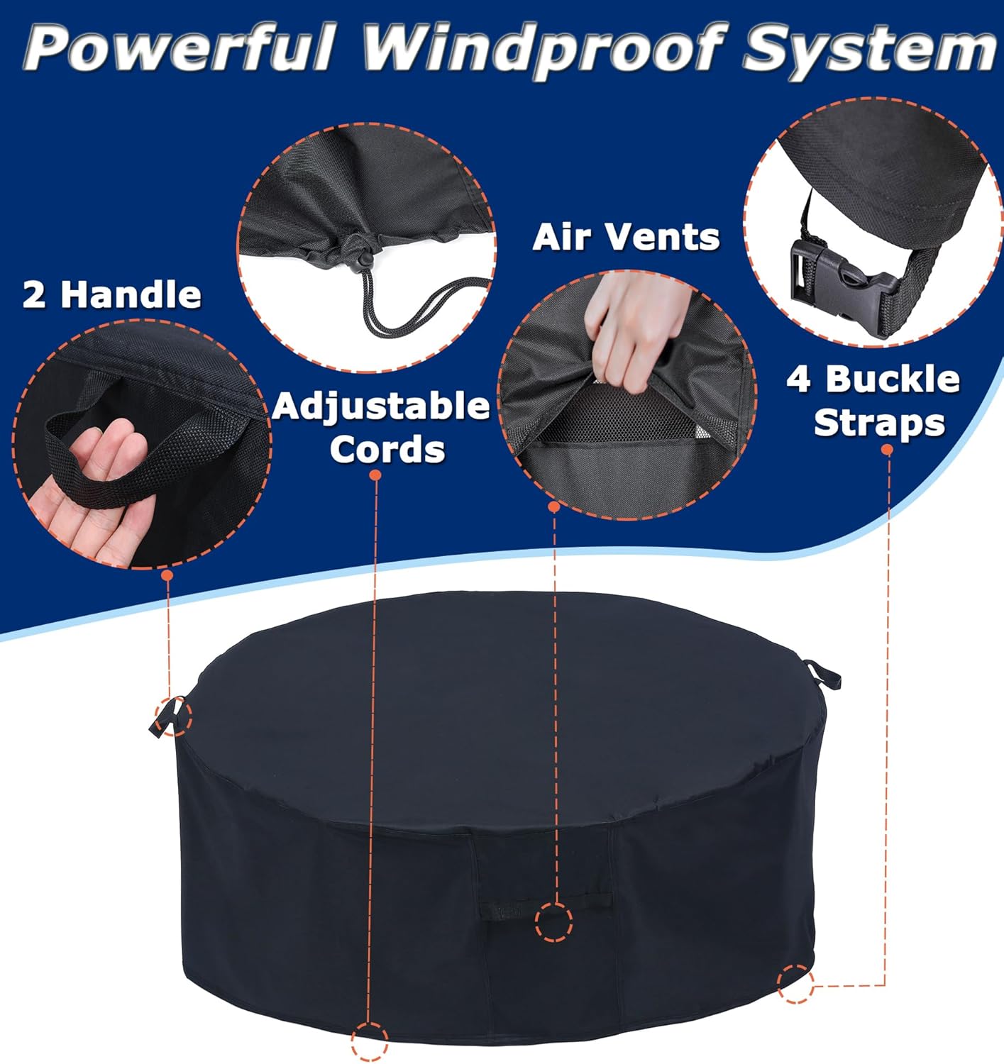 Round Patio Furniture Covers - 74" Dia Waterproof Table & Fire Pit Cover - Anti-Fading for Outdoor Dining Sets - Image 3