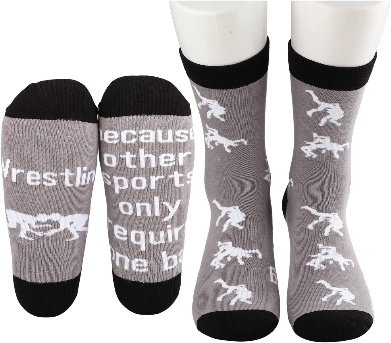 MBMSO 2 Pairs Wrestling Socks Wrestler Gifts Wrestle Socks Wrestling Because other Sports only Require One Ball Crew Socks