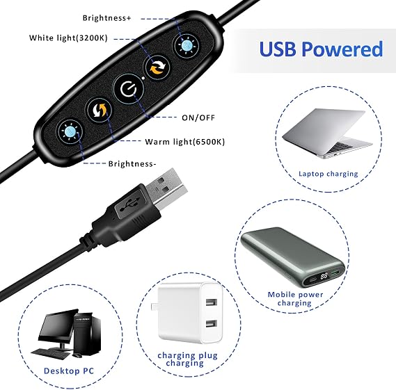 Video Conference Lighting Kit, Ring Light for Monitor Clip On | for Remote Working, Distance Learning,Zoom Calls, Self Broadcasting and Live Streaming, Computer Laptop Video Conferencing